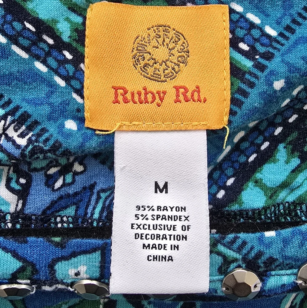 Ruby Rd. Beaded Neckline Ruched Top - Picture 3 of 5